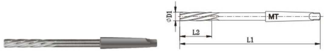 2126ATaper shank reamer ជាមួយខ្លុយវង់